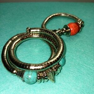 2- Snake Chain Bracelets, Excellent Condition,  Bright Faux Stone